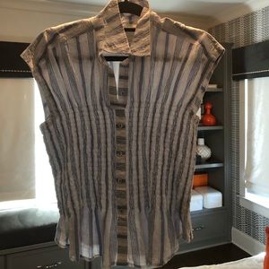 Blue and white linen shirt.